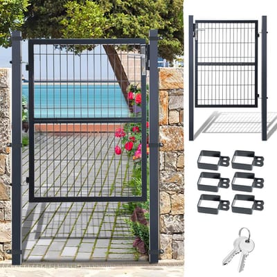 Tuinpoort 150x100 cm Groen Tuindeur Hekdeur Van Verzinkt Staal Inclusief Slot Deurklink 3 Sleutels Weerbestendig Robuust Duurzaam