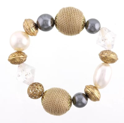 Behave Dames armband elastisch - bruin beige grijs