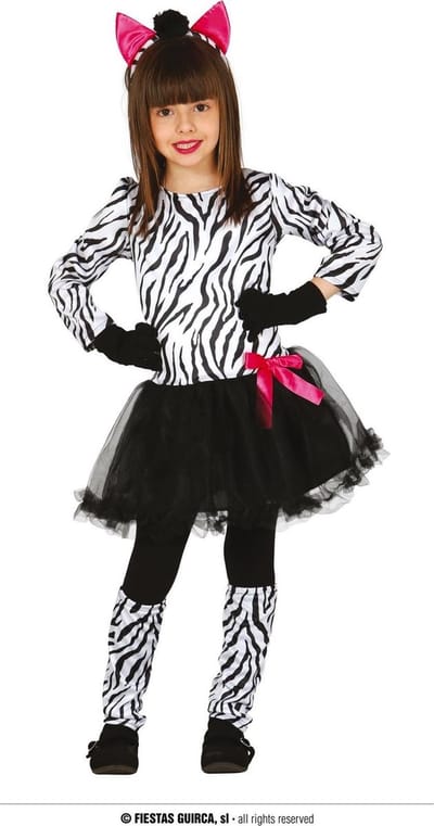 Fiestas Guirca - Kostuum Zebra - zwart rokje (5-6 jaar) - Carnavalskleding - Carnaval - carnavalskleding 2027 - Carnaval kostuum