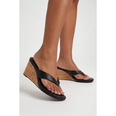 boohoo Dames Kurken Teenband Sleehakken | Zwart | Maat: 37