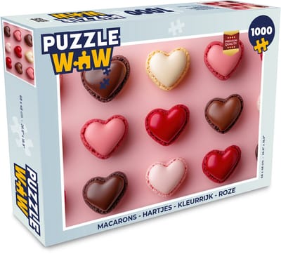Puzzel Macarons - Hartjes - Kleurrijk - Roze - Legpuzzel - Puzzel 1000 stukjes volwassenen