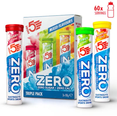 HIGH5 - ZERO Elektrolyten Bruistabletten - Mix van Smaken - Suikervrij & Caloriearm - 3x20 Stuks - Voor Sport, Focus & Hydratatie