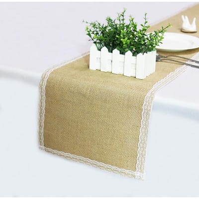 Bruiloft Feest Tafel Runner Jute Natuurlijk Jute Linnen Tafeldecoratie Accessoires Huis Tafelkleed 30x180cm(12x71in) beige