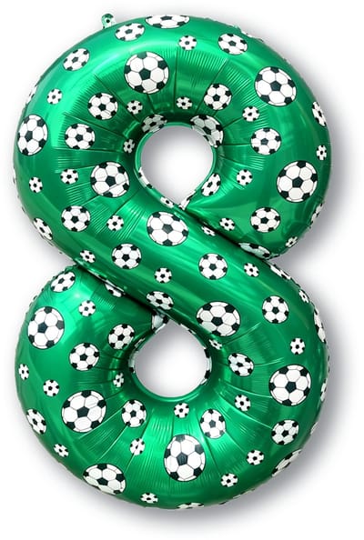 BTH – 8 Jaar Folieballon Voetbal – 86 cm – Groen-Zwart-Wit – Football Party Thema Versiering – Feest Decoratie