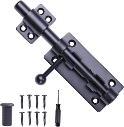 Deurslot - Schuurdeur sluiting - Veiligheid thuis - Roestvrij staal - 63 inch - Zwart