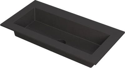 INK Kraft wastafel quartz enkele bak zonder kraangat 90x45x1cm, quartz zwart