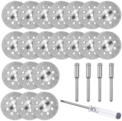 Set van 10 Mini Snijdisketten van 22 mm voor Dremel - Geschikt voor Steen, Glas, Tegels en Hout met 2 Mandrels