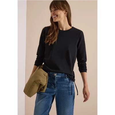 Longsleeve met ronde hals en tunnelkoord