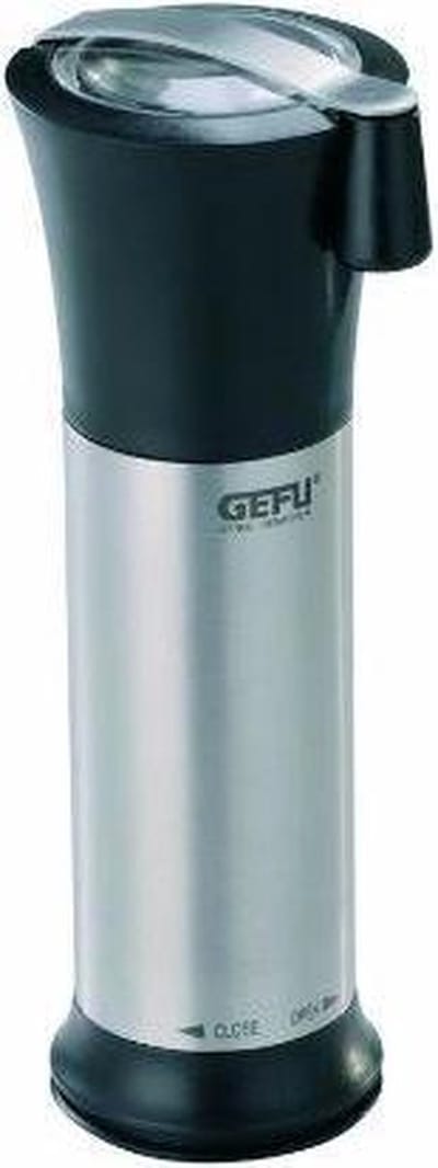 GEFU MOSCATA Nootmuskaatmolen 11 cm – RVS/Acryl – Met Opbergvak voor Nootmuskaat