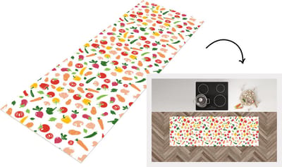 Keukenloper - Loper keuken - Groenten - Regenboog - Vegan - Patroon - 150x50 cm - Keukenloper vinyl