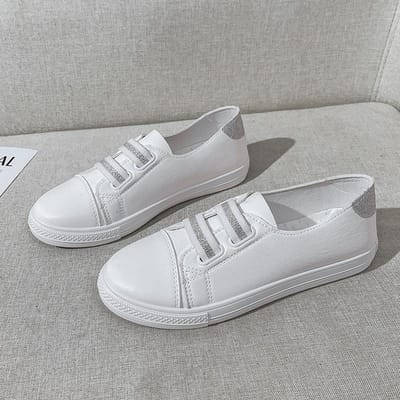 Petites Chaussures Blanches pour Femmes Printemps Nouvelles Polyvalentes Cuir Fond Plat Décontractées Étudiantes Petites Chaussures Blanches Ins Tide 40 argenté