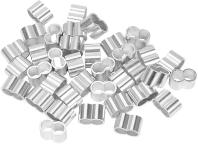 Aluminium Kabelklemmen - Touwbevestiging Hulzen - Reparaties en Bevestigingen - Dubbelhuls Ontwerp - 50 stuks 6mm - Aluminium