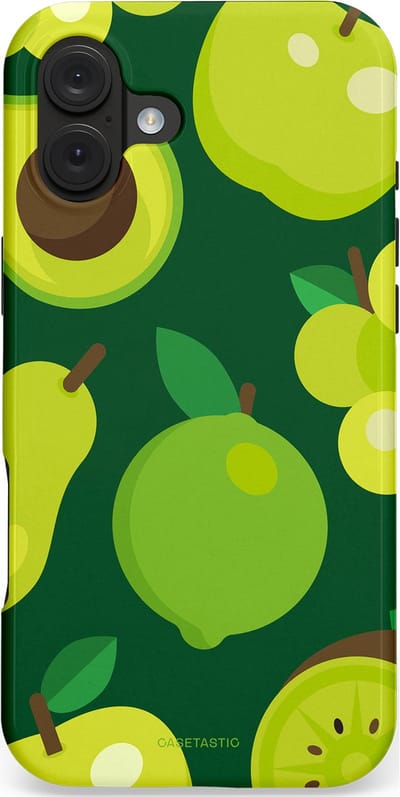 Casetastic hoesje geschikt voor Apple iPhone 16 Plus - MagSafe - Dubbellaagse bescherming - Peren Appel Groen - Fashion Case - Donkergroen Geel