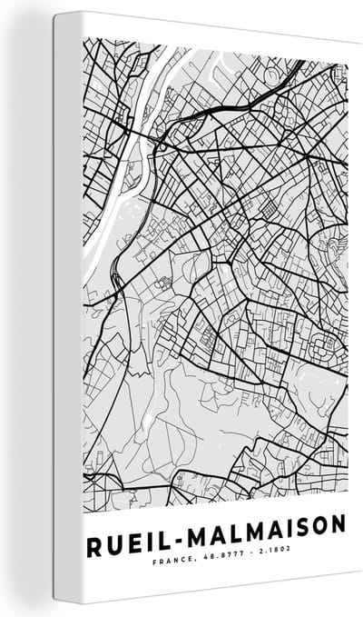 Canvas Schilderij Frankrijk - Plattegrond - Kaart - Rueil-Malmaison - Stadskaart - 20x30 cm - Wanddecoratie