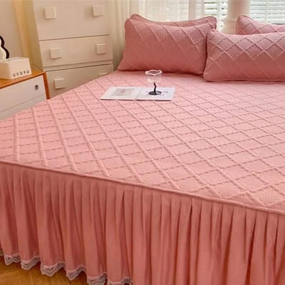 Effen Kleur Anti-Slip Katoenen Bedrok Modern Minimalistisch Hoeslakens Bedspreien Grote Rok en Huidvriendelijke Sprei 90x200cm  3pcs