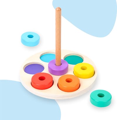 LiasToys - Regenboog toren - houten stapeltoren - montessori speelgoed - educatief speelgoed - peuter speelgoed -duurzaam speelgoed - ring stapelaar