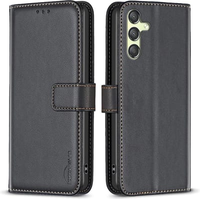 BINFEN Hoesje - Geschikt voor Samsung Galaxy A25 Hoesje - BINFEN Color Book Case - Zwart