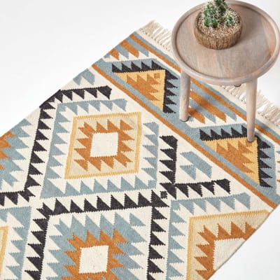 Homescapes Kilim tapijt Agra 90x150 cm – handgeweven tapijt van wol en katoen