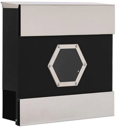 Moderne Wandbrievenbus met Porthole - Zwart, Weerbestendige Brievenbus met Krantencompartiment