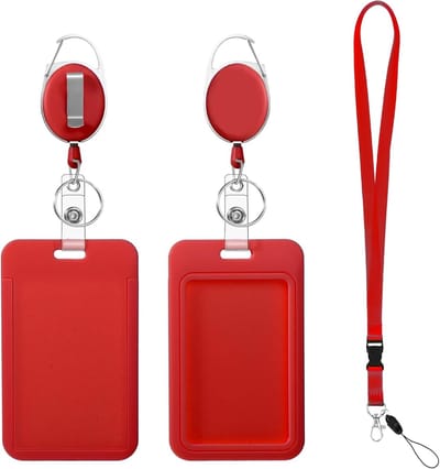 Rode Lanyards voor ID Badge Houder, Retractable Lanyard met Clip voor ID Kaart, Perfect voor Leraren, Kinderen en Verpleegkundigen