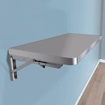 Wandbureau Klaptafel - Ruimtebesparend Bureau - Kleine Ruimtes - Opvouwbaar Wandmontage - 130x30cm - Zilver