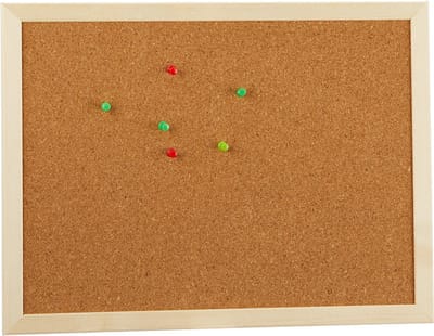Prikbord/memobord - naturel kurk - 40 x 30 cm - houten rand - kantoor - thuis