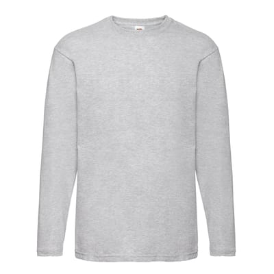 Fruit of the Loom Heren Valueweight Heather T-shirt met lange mouwen (Heide Grijs)