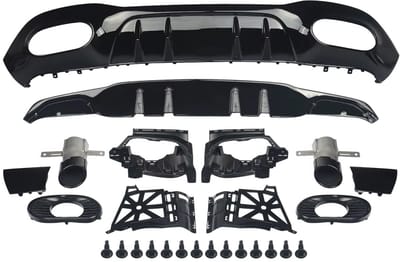 Achterdiffuser en Uitlaatpijp - Voor Mercedes A-Klasse W177 AMG A35 Look (2018+) - Zwart - Auto Accessoires