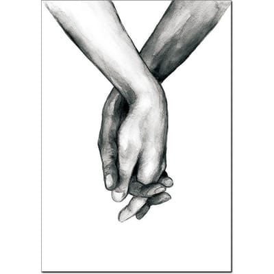 Noordse Poster Zwart-wit Handen vasthouden Canvas Prints Geliefde Muurkunst Afbeelding Minimalistische Decoratie gray