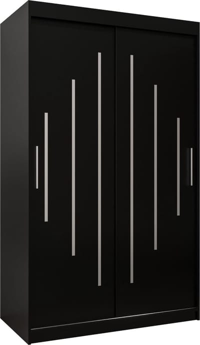 InspireMe - Kledingkast met 2 schuifdeuren, Modern-stijl, Een kledingkast met planken (BxHxD): 120x200x62 - MALTESE 120 Zwart Mat