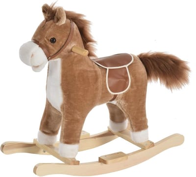 Hobbelpaard voor Kinderen met Dierengeluiden en Handgrepen - Pluche Schommeldier voor 36-72 Maanden
