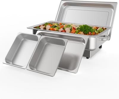 Elektrische buffetset - Voedselverwarmer Warmhoudplaat - Feesten en catering - Roestvrij staal - 9 liter - Verzilverd