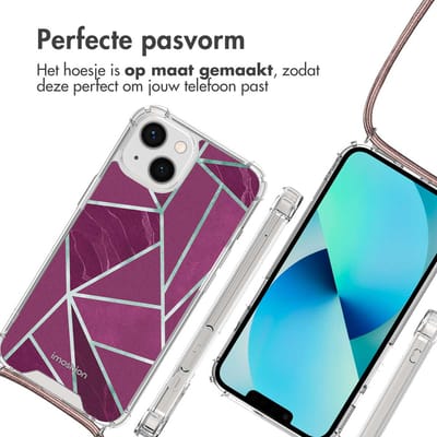 imoshion Hoesje - Geschikt voor Apple iPhone 13 - Design Hoesje met Koord - Bordeaux Graphic