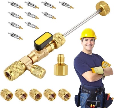 Ventielkern Gereedschap - Reparatieset - Airco Onderhoud - Complete Set - 15 cm - Zilver