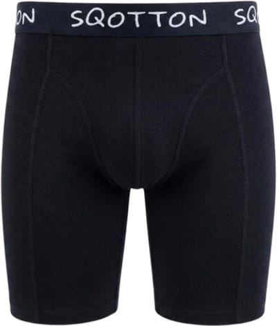 SQOTTON® - Heren Boxershort - Lange Pijp - Zwart - Maat M
