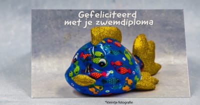 Visje Zwemdiploma – Kleurrijke glitterkaart | Kleintje Fotografie