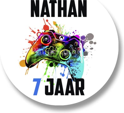25x Game Controller stickers met naam - Verjaardag stickers - Gamen - Controller - Traktatiestickers Pimp Studio - Gepersonaliseerd - Sluitstickers - Kinderfeest Traktatie - Uitdelen - Uitdeeltraktatie - Wensetiket - Rond - 40mm - Glossy sticker