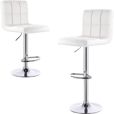 Barkrukken Set 82cm Wit - Met hoge rugleuning, Barstoelen ergonomisch en Zithoogte 60 - Voor Eetkamer, Keuken en Woonkamer