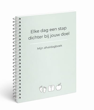 Afvaldagboek / eetdagboek + gewicht tracker + stappentracker - 24 weken - weekplanner - invuldagboek - A5 formaat