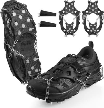 Non-slip Crampons voor Schoenen met 26 Stalen Spikes voor Winterse Activiteiten zoals Wandelen, Vissen en Bergbeklimmen (XL)