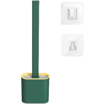BROSSE WC ,Green--Ensemble de brosses et supports de toilettes muraux en Silicone, tête de brosse Flexible, brosse de cuvette de toi
