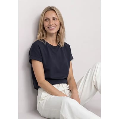 Shirt met Silk-Look en ronde hals