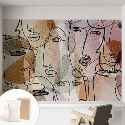 Coloray Behang - Lineaire vlakken Wanddecoratie - 152x104 cm - Zwart Behang - Voor liefhebbers van moderne abstracte kunst - Behang Voor de woonkamer, voor het kantoor, voor de slaapkamer - Vliesbehang Deel