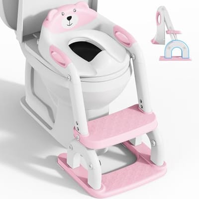 Kinder Toiletbril - Zindelijkheidstrainer Trap - Zelfstandig Zitten - Verstelbare Trap - In Hoogte Verstelbaar - Blauw Geel