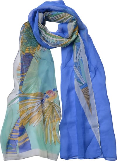 Juleeze Sjaal Dames Print 50x160 cm Blauw Synthetisch