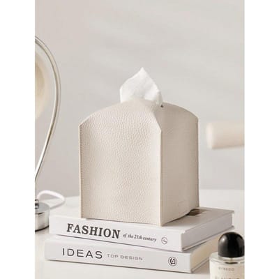 1 st Minimalistische Luxe Vierkante PU Leer Tissuebox, Servethouder, Decoratie Voor Vakantie, Familiebijeenkomst, Keuken, Eettafel White veelkleurig
