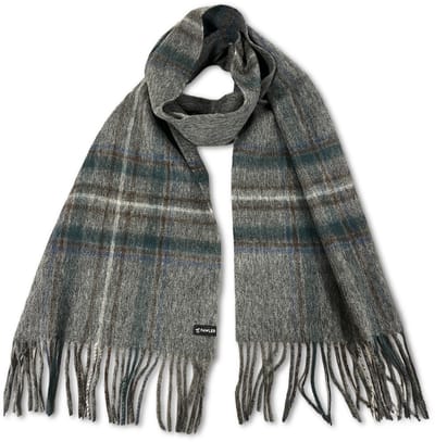 Highlands | Grijze en blauwe geruite wollen jachtsjaal