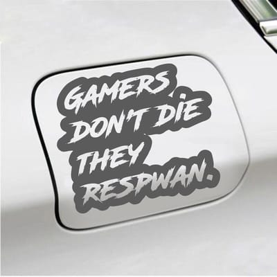 Bumpersticker - Gamers Dont Die They Respawn - 12,6 X 14,8 - Antraciet