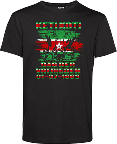 T-shirt Keti Koti Dag der Vrijheden | Keti Koti | Suriname shirt| Slavernij Verleden | Zwart | maat XS