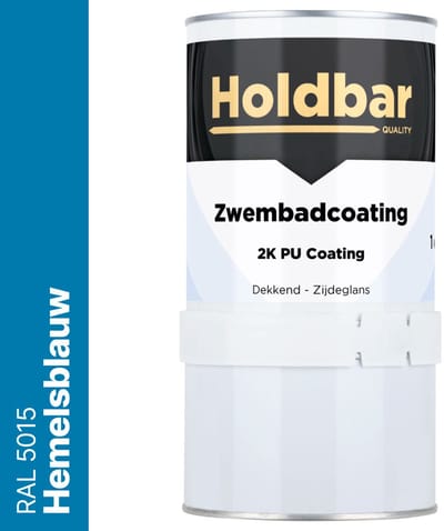 Holdbar Zwembadcoating Hemelsblauw (RAL 5015) 1 kg - Zwembadverf - Alle kleuren - Waterdicht - Gemakkelijk reinigen - UV-bestendige Zwembad Verf - Chloor en Chemicaliën Bestendig - 2 Componenten
